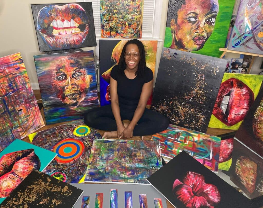 Martha Chisholm displays her paintings -- one of her many passions. 