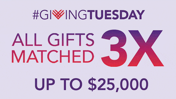 Giving Tuesday / All gifts matched 3X / Up to $25,000