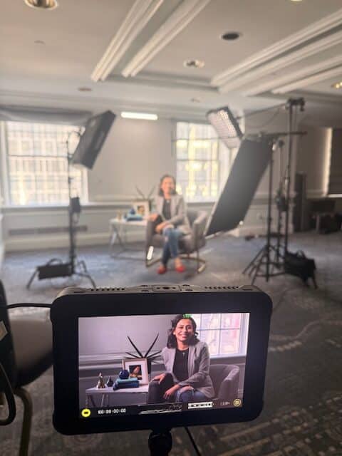 Erika at a video shoot supporting advocacy work